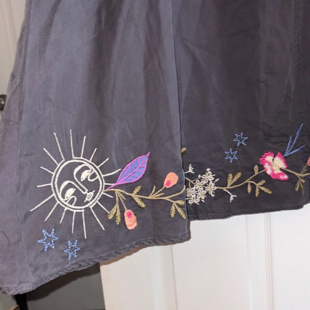 Johnny Was Charcoal Floral Embroidered Midi Dress - Picture 4 of 7